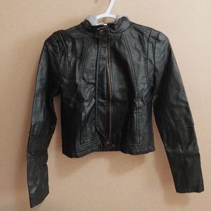 F21 Leather Jacket with hood
